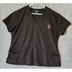 GT Performance Women's Short Sleeve V Neck Scrub‎ Top Breast Cancer Awareness 3X